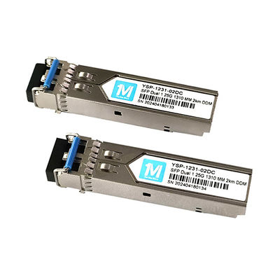 光ファイバートランシーバー 1.25G デュプレックス 1310nm LC コネクタ DDM 1000BASE MMF/SMF 2km 距離のプラグイン可能な SFP トランシーバー