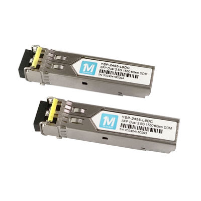 60km 距離 2.5G デュプレックス 1550nm LC コネクタ DDM SMF 光ファイバーモジュール 帯域幅ネットワーク用のSFPトランシーバー