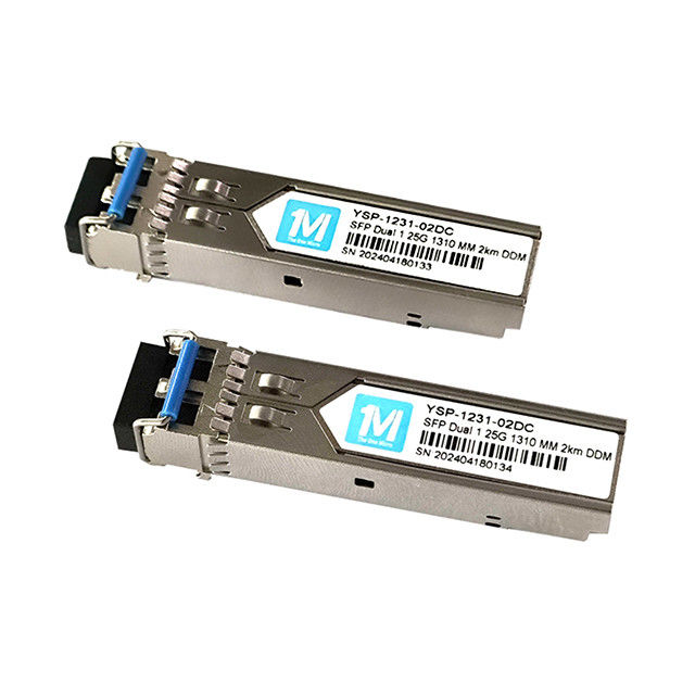 光ファイバートランシーバー 1.25G デュプレックス 1310nm LC コネクタ DDM 1000BASE MMF/SMF 2km 距離のプラグイン可能な SFP トランシーバー