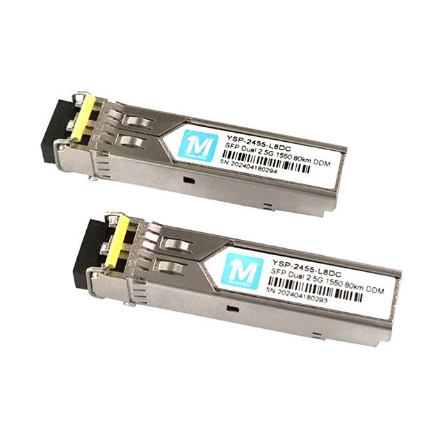 データレート 2.5G デュプレックス 80km 1550nm LCコネクタ DDM プラグイン可能なSFPトランシーバー 長距離光ファイバートランシーバー