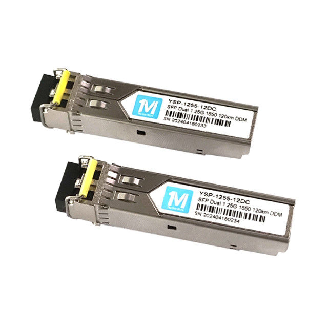 SMFファイバータイプ 120km 距離 1.25G デュプレックス 1550nm LC コネクタ DDM プラグイン可能な SFP トランシーバー