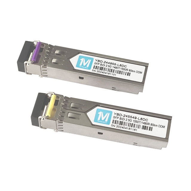 2.5G BIDI LC 80km 1490nm/1550nm DDM WDM シンプル・ファイバー・オプティック・トランシーバー SFP モジュール 速度と安定したネットワーク接続